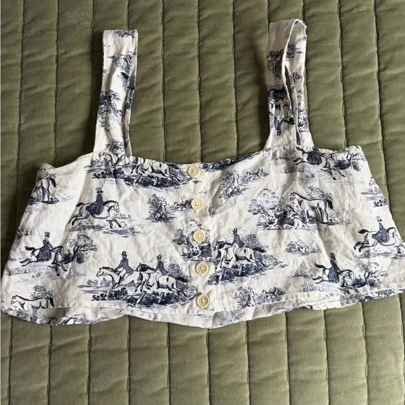 Reformation Navy and Cream Printed Tank Top - Picture 1 of 4